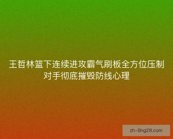王哲林篮下连续进攻霸气刷板全方位压制对手彻底摧毁防线心理